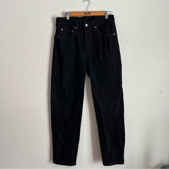 32 x 32 Levi's Men's Straight Black Denim Jeans - Deep Black - Picture 3 of 8